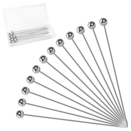 BlingKingdom 12 PCS Cocktail Picks Stainless Steel Cocktail Toothpicks Reusable Metal Martini Olive Skewers for Fruit Appetizers Decorative Drinks Cocktails