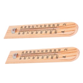 Kisangel 2pcs Thermometer Outdoor Temperature Gauge Outside Temperature Gauge Outdoor Thermostat Pine Wood Khaki