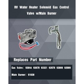 OWNDR 93844 & 91638 RV Heating Solenoid Gas Control Valve w/Main Burner Tube Fit for Dometic Atwood 6 Gallon Water Heater GCH6 GCH6A GC6AA GH6 GC6A G6A 4E 6E 7E 8E 9E 10E