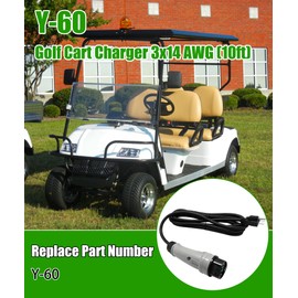 Taruimoo Upgraded Y-60 Golf Cart Charger Cord Assembly Fits for Denago EV& MadJax XSeries Storm Golf Carts 3x14 AWG 32A 110V~220V Replaces Part Number 07-014 (10ft)