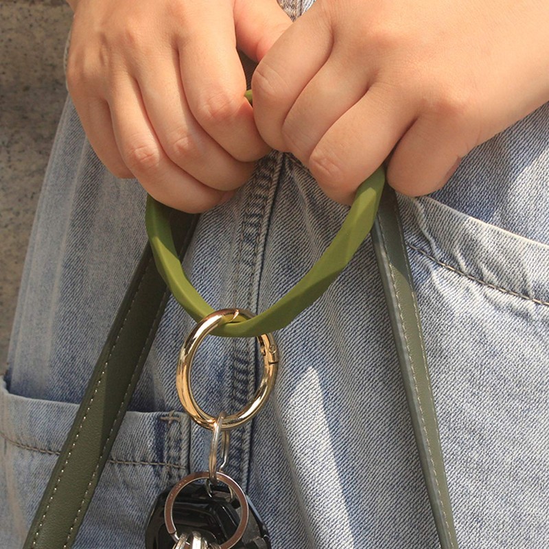 YAKA Silicone Wrist Rhombic Keychain Circle Bracelet Rubber Bangle Round