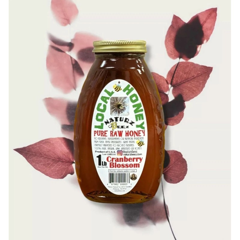 Naturz Beez RAW CRANBERRY BLOSSOM HONEY 1LB 454g 100% PURE