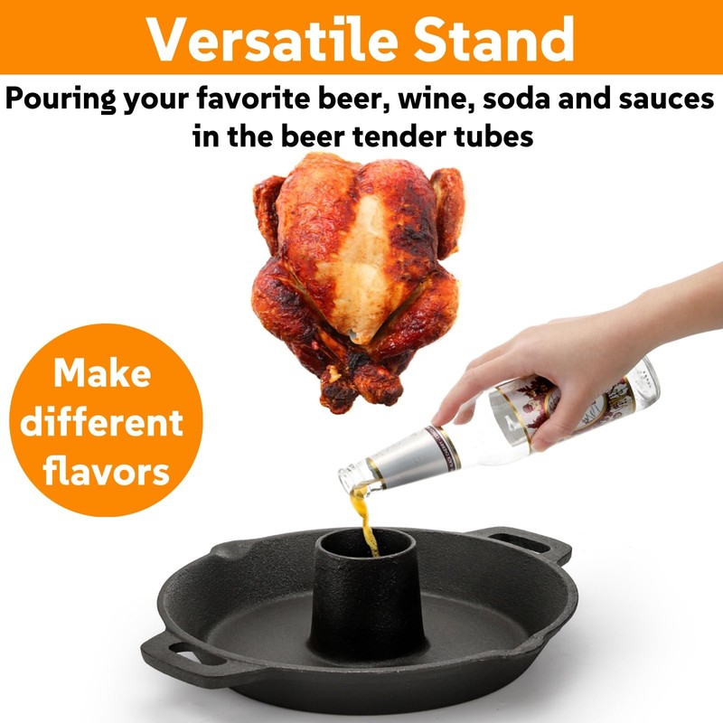 Acshio Cast Iron Chicken Roaster, Beer Can Chicken Holder Turkey