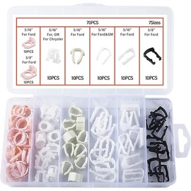 70PCS Car Fuel Line Clips,7 Size Nylon Fuel Line Repair Kit Replacement 3/8" & 5/16" Fuel Line Clamp,Durable Fuel Hose Retainer Clips Compatible with Ford GM Chrysler