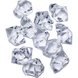 EesTeck Decorative Acrylic Ice Crystals, 120 Pieces Clear Acrylic Crystal Rocks, 11 * 14 mm Geometric Shapes Artificial Ice Table Scatter, Fake Crushed Ice Acrylic Vase Fillers Party Decorations