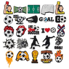 MelleFlarynsun Soccer Shoe Charms Fit for Croc Clog Wristband Bracelet Decoration Sports Football Pins Accessories Shoe Charm for Men Women Kids Teens Birthday Party Favor Gifts