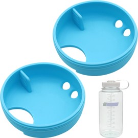 LUTQ 2-Pack Silicone Splashguard for Nalgene, Splashguard Lid Wide Mouth for Nalgene Splash Guard 32 oz Wide Mouth Water Bottle Accessories, Seafoam Blue,for All Wide-Necked Bottles with 53 mm Opening