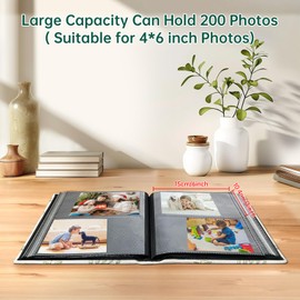 Lanpn Photo Album 6x4 Slip in, Linen 200 Pockets Photo Albums Holds Landscape for 10x15cm Picture Family Baby Kids Boy Girl Photo Albums (green)