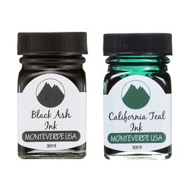 Monteverde 60ml Core Fountain Pen Ink Bottle (30ml Black Ash Ink Bottle G309BA, 30ml California Teal Ink Bottle G309CT)