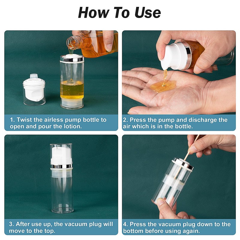 Decorniqu 7 Pack Airless Pump Bottles 3.4oz/100ml Travel Pump Bottles