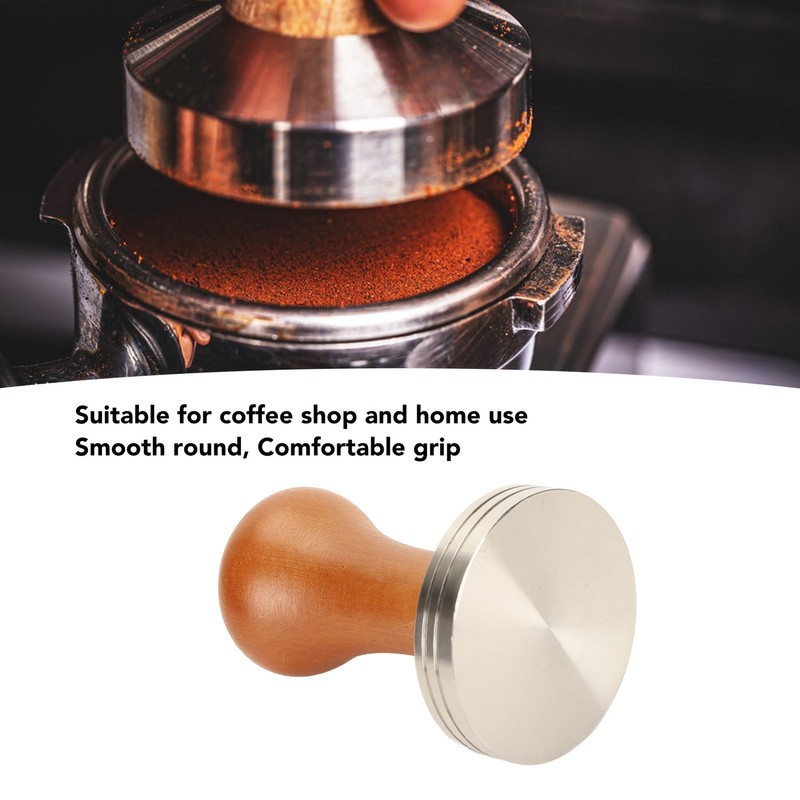 Coffee Tamper Solid Wood Handle Stainless Steel Easy to Use