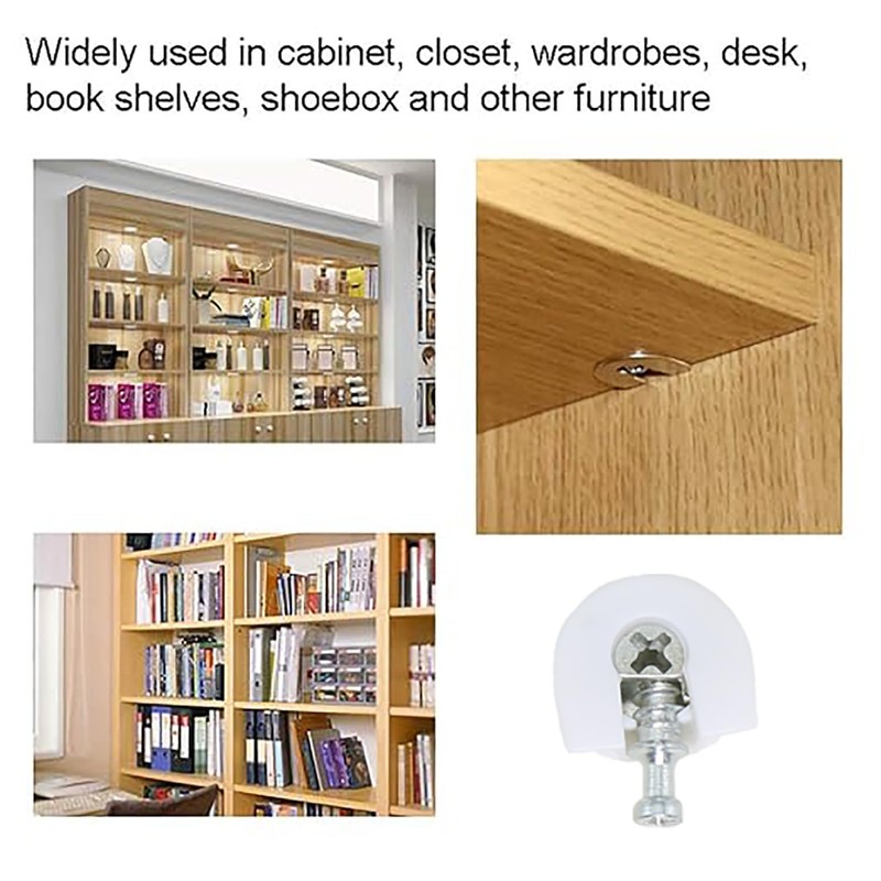 35PCS 21x20x10mm White Shelf Support Bracket Threaded Cam Lock Shelf