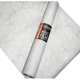 VViViD Matte Carrara White Marble Natural Texture Architectural Vinyl Sheet Film Roll (48 Inch x 25ft Bulk Roll)