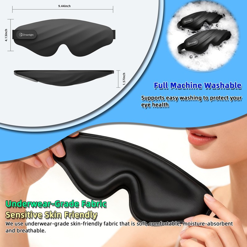 Sleep Mask, 3D Blackout Eye Mask with Side-Sleep for Women