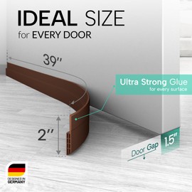 Vellure® door draft stoppers for bottom of door - NEW premium door sweep / door seal strip (save energy – installs quickly and easily) door weather stripping, ideal for keeping out cold (1x39" brown)