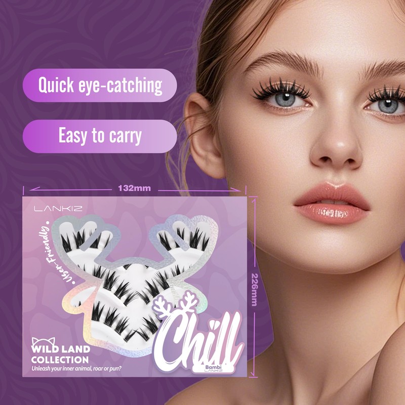 Cluster Lashes,Lankiz Biomimetic Individual Eyelashes Wispy C Curl Lash Clusters