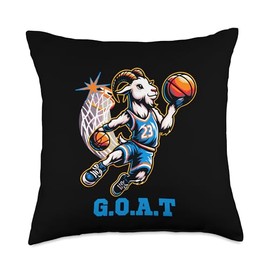 G.O.A.T Goat Basketball Player Playing Basketball Funny Throw Pillow
