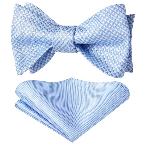 HISDERN Men's Adjustable Bow Ties with Pocket Square Set, Wedding