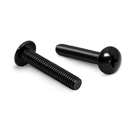 #10-24 x 1-1/2" Truss Head Machine Screws, Stainless Steel 18-8, Black Finish, Full Thread, 50 PCS