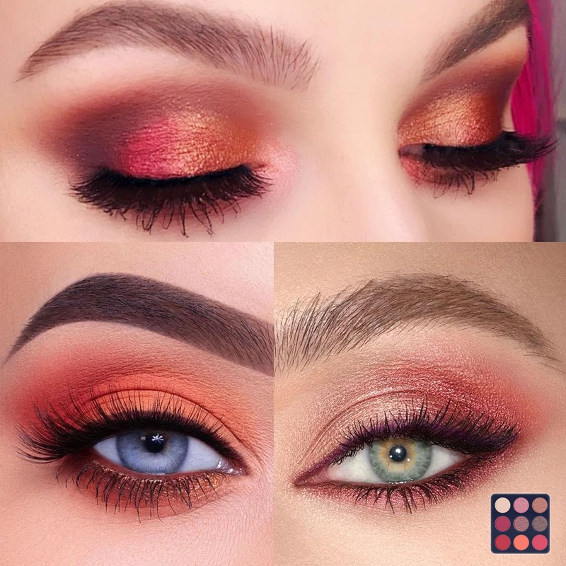 Hot Pink Eyeshadow Palette, Glitter Eye Makeup Palettes, 9 Colour