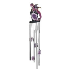 ICE ARMOR 23" Long Dragon on Purple Faux Crystal Round Top Wind Chime Statue Sculpture Ornament Decoration Garden Decor Ideas for Housewarming, Holidays and Birthdays