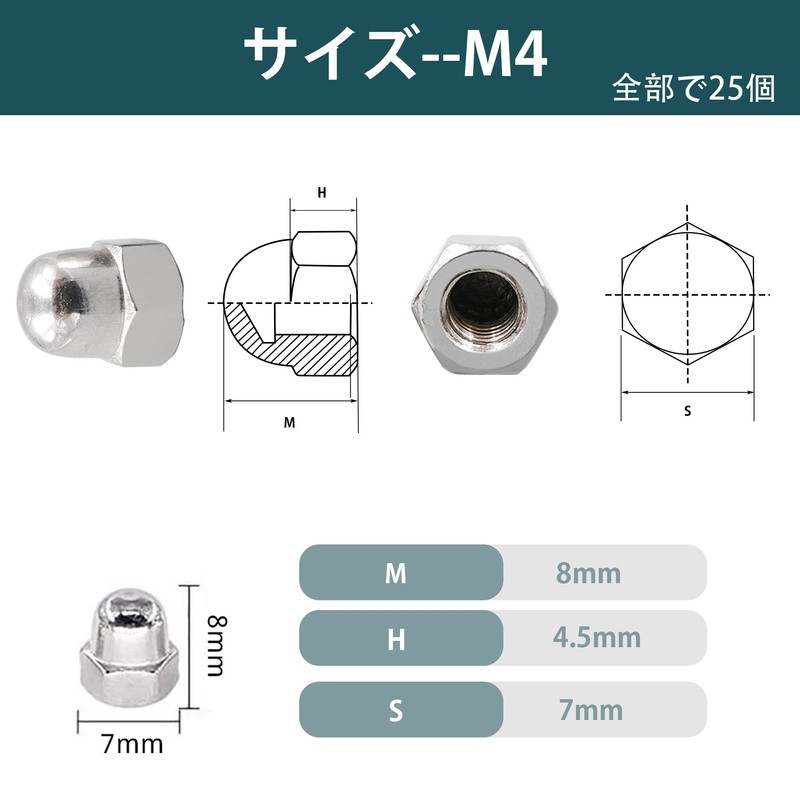 JUNYON Hex Cap Nut, Cap Bag Nut, 304 Stainless Steel,