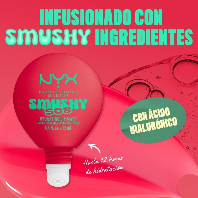 NYX Professional Makeup, Smushy SOS,Mascarilla Labial Hidratante Tipo Balsamo de