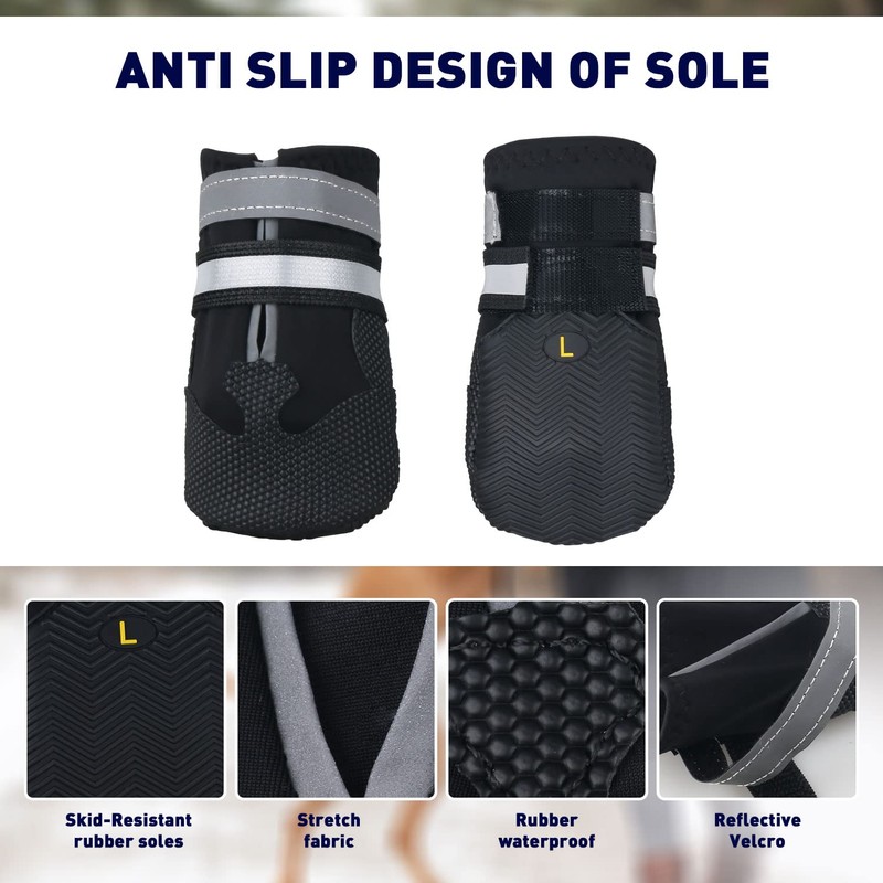 NeuWee Dog Shoes Paw Protector (Black, S)