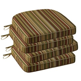 Supdurplus Outdoor Round Corner Seat Cushion, 17"x16"x2", Set of 4, Non Slip Seat Cushion Pads with Removable Cover for Patio Furniture, Garden Yard Lawn, Colorful Stripe