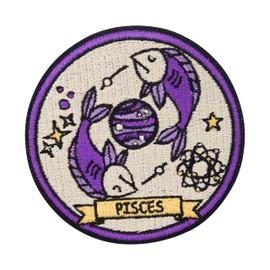 Finally Home Iron-On Patch Pisces Zodiac Sign Pisces Astrology Patches, Moon Stars Iron-On Patch