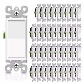 3 Way Decora Switch White, Greencycle 40Pack Three Way/Single Pole Light Switch Rocker Switch 15A 120/277V, On/Off Rocker Paddle Interrupter, Residential/Commercial Grade,Home & Office,UL/CUL