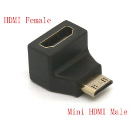 GLHONG Angle Mini HDMI Adapter, 90 Degree Mini-HDMI Male to HDMI Female Connector Support 4K 3D 2K for Camera, Camcorder, DSLR, Tablet, Graphics Card (2PCS)