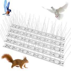 PAULINN Bird Spikes for Pigeons Small Birds: 30 Feet/28 Strips Durable Anti-Bird Nest Fence Spike with Stainless Steel Base for Deterring Birds, Crows, Woodpeckers, Smooth Polishing Harmless