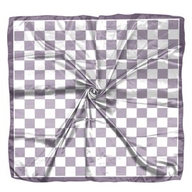 Deokke Scarf Silk Feeling Square Satin Headwear Wrap 27.5 Inches Bandana Trendy Aesthetic Cute Decoration for Women Girls-Purple Checkered