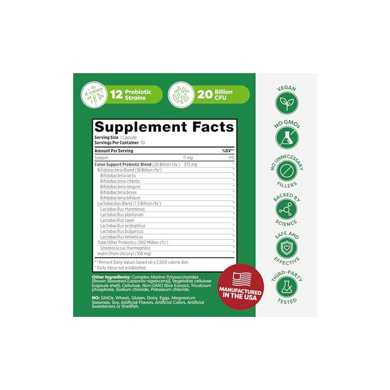 Probulin Daily Care Probiótico, Colon Support 30 Capsules