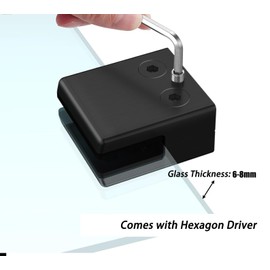 Cokritsm Glass Clamp Black 6-8 mm Glass Holder Stainless Steel Glass Holder Glass Clamp Supports Thick Glass Holder Clamp Holder Glass Clamp Holder with 2 Hex Keys Pack of 6