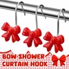 Yaocom 12 Pcs Red Bow Knot Shower Curtain Hooks Rustproof
