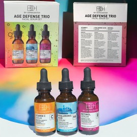 BH DERMCENTER AGE DEFENSE TRIO FACIAL SERUM ANTIAGING SET VITAMIN C HYALURONIC ACID RETINOL