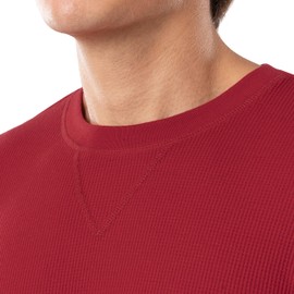 IZOD Men's Waffle Knit Crewneck Top and Jogger Pant Sleep Set, Red