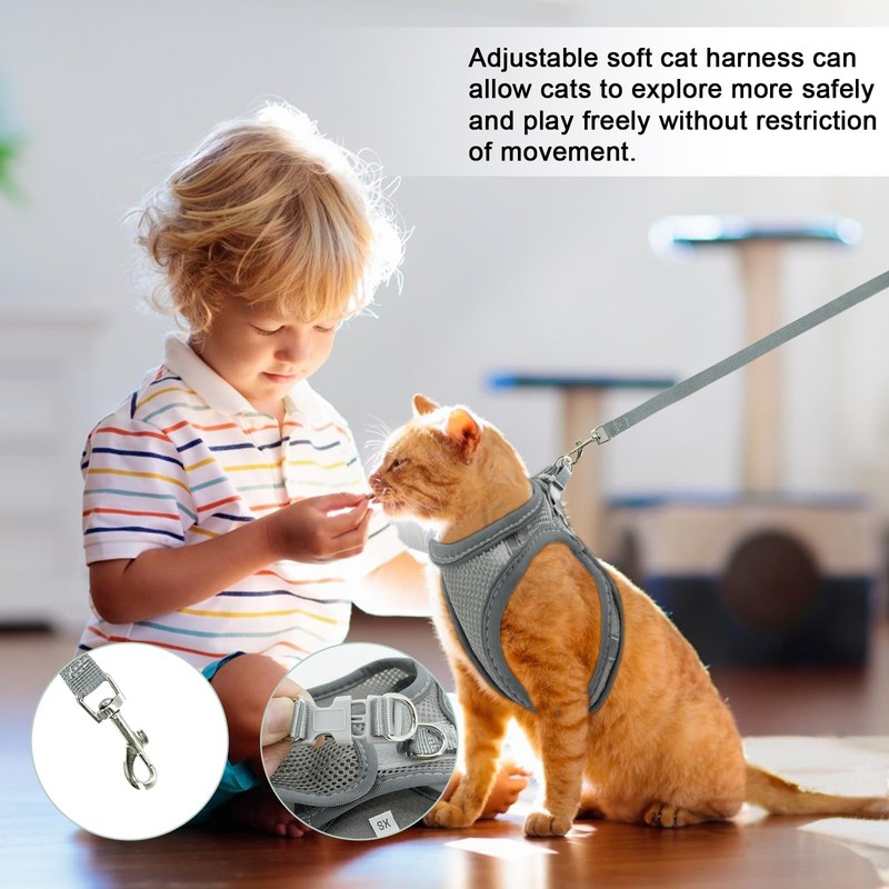 Adjustable Soft Cat Harness, Breathable Soft Mesh Puppy Harness, Reflective