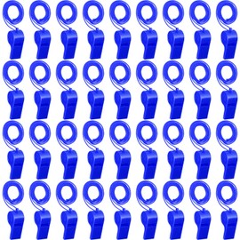 36 Pcs Plastic Whistles with Lanyard lifeguard ref whistle Coaches Sports Whistle Loud Crisp Sports Whistle Emergency Whistle Bulk for Coach Referees Training Lifeguard School Emergency (Blue)