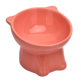 Ceramic Raised Cat Bowls,Tilted Elevated Cat Food Bowl for Indoor,Anti Vomiting & Protect Pet's Spine,Pet Feeder Dish for Flat Faced Cats and Kitten (Pink)