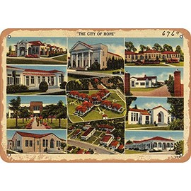 10 x 14 METAL SIGN - California Postcard - The City of Hope - Vintage Rusty Look