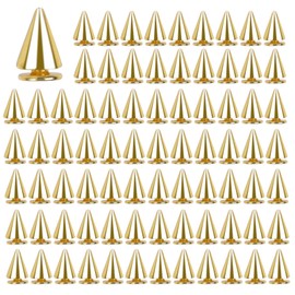 100 Pcs 7x10 mm Cone Spikes Studs Rivets Metal Bullet Cone Spikes with Screwbacks Punk Leather Rivets Metallic Cool Craft Clothes Rivets for DIY Leather Craft Collar Belt Bags Shoes Decoration, Gold