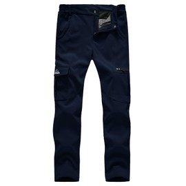 TBMPOY - Pantalones cargo de senderismo para mujer, impermeables, resistentes al viento, forro polar softshell, marino, M