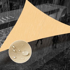 SUNNY GUARD Waterproof Sun Shade Sail 10' x 10' x 14' Sand Triangle UV Block Sunshade for Backyard Yard Deck Patio Garden Outdoor Activities and Facility(We Make Custom Size)