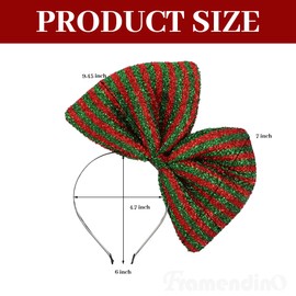 Framendino, Christmas Bow Head Bands Sequins Bow Hair Hoop Xmas Hairband Christmas Hair Accessories for Costume Supplies