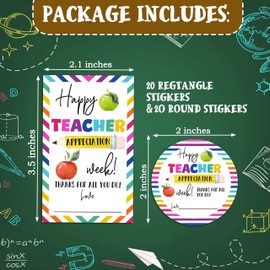 Handeasy Thank You Tags, 40 Pcs Teacher Gift Tags, Rainbow Themed Teacher Appreciation Gift Stickers, Envelopes, Sealing Stickers Present Packaging Boxe A01