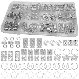 200 Pcs Hair Jewelry for Braids Accessories Loc Jewelry for Hair Dreadlock,Sliver Hair Clips for Women, Hair Accessories for Braids Jewelry Decorations