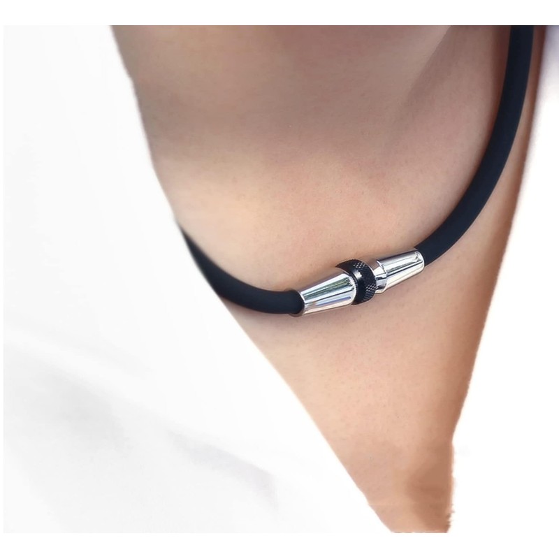 [FUANNA] 磁気ネックレスボール型ネックレス磁性チタンネックレスのデザイン磁気ネックレスファッションファッションスポーツビジネス男女兼用ネックレス男性用静電気除去ネックレス (ブラック+ブラック50cm)